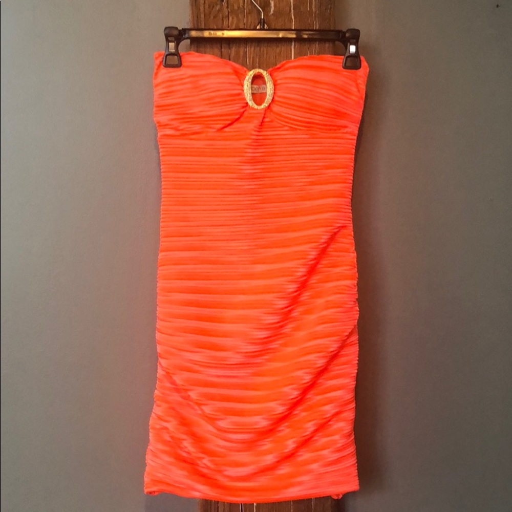 Orange strapless dress